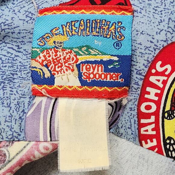 REYN SPOONER Hawaiian Shirt Mens Large Blue Classic Cars The Wonder Gas Route 66 - Picture 10 of 14